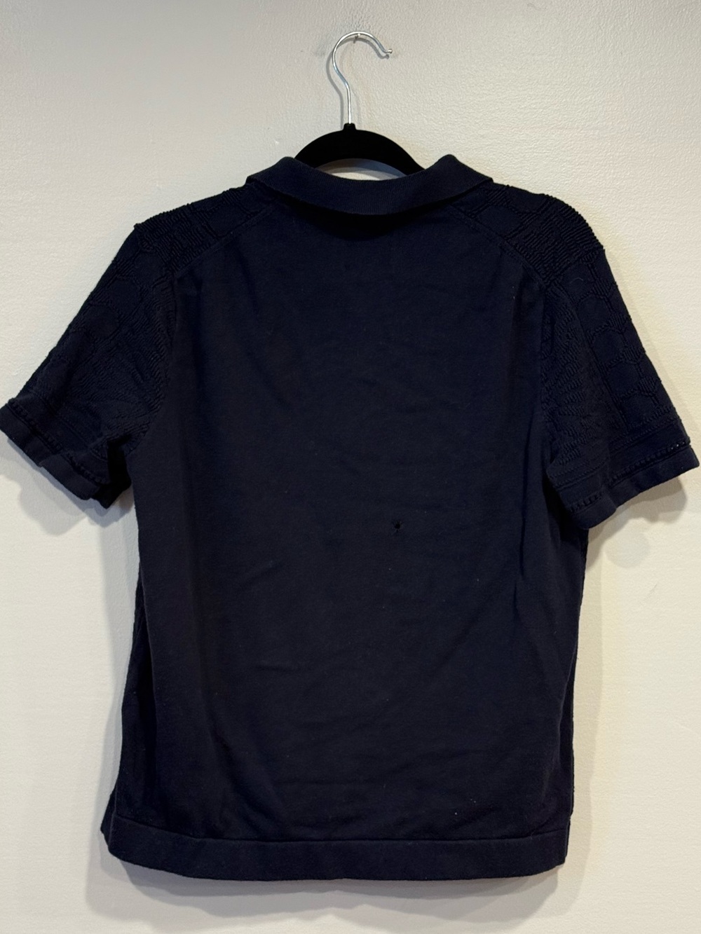 Abercrombie & Fitch Short Sleeve Knit Button-up Polo Navy Blue Men's Medium - Picture 3 of 5